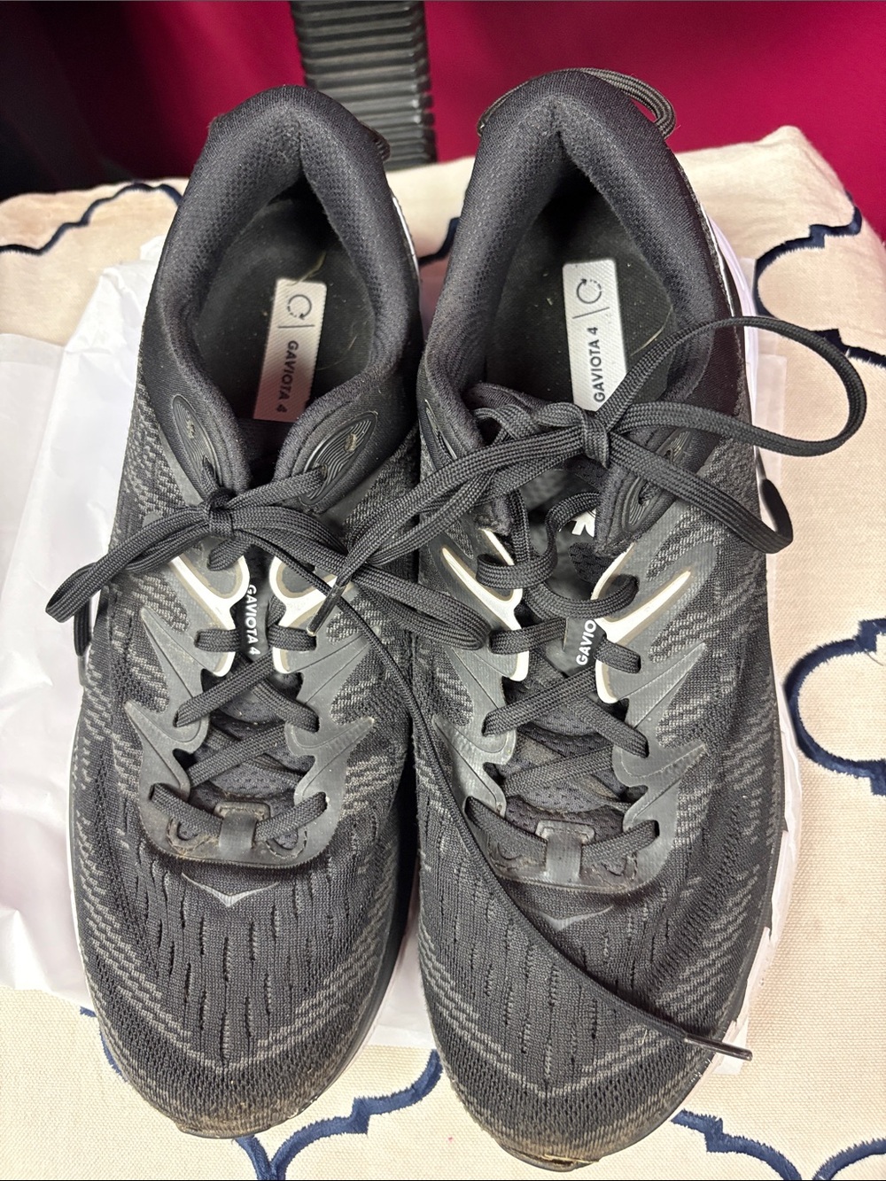 Hoka Black and White Gaviota 4 Running Shoes
